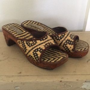 Ananias woven wood slides handmade in Indonesia
